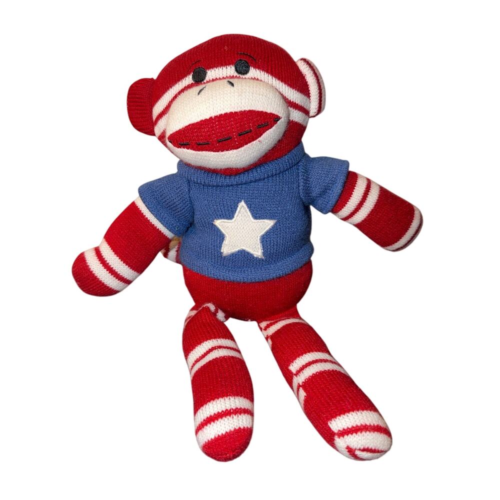 Dan Dee Collectors Choice Sock Monkey 16" Blue Star America